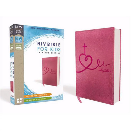 ZonderKidz 171510 NIV Thinline Bible for Kids - Comfort Print-Pink Leathersoft